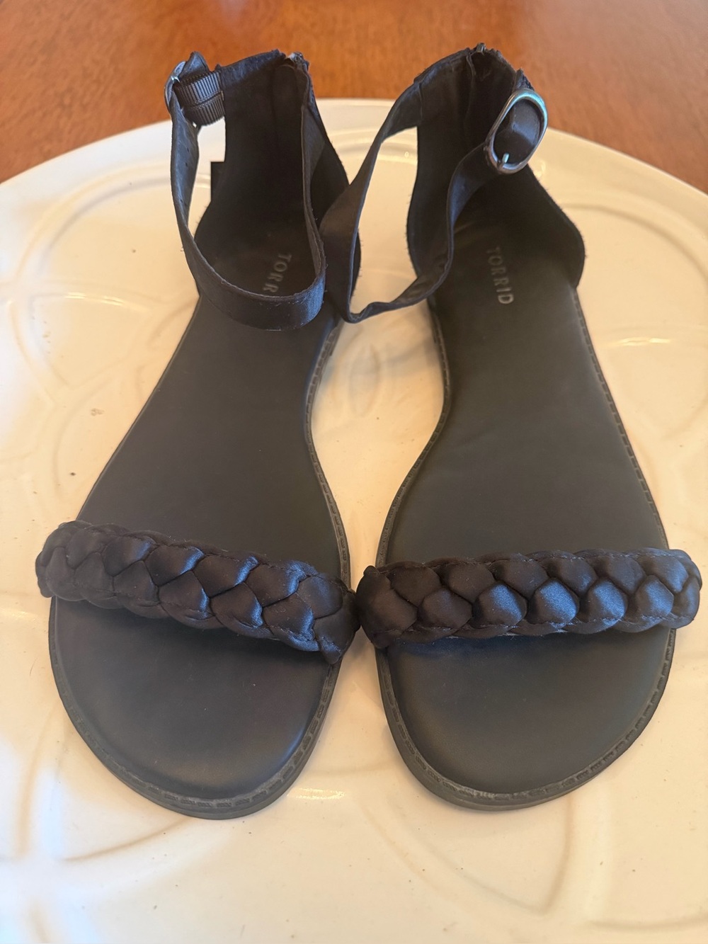 Torrid Black Braided Strap Ankle-Sandal